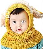 Belka Smile 選べる 5色　ひつじ ニット帽 ニット帽子 ベビー キッズ 赤ちゃん 子 子供 かわいい　プレゼント　出産祝い 防寒 (黄色）