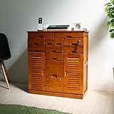 ファックス台 電話台 FAX台 完成品 鍵付き 幅72cm TEL台 引出し 引出しいっぱい 桐 ライトブラウン チェスト 天然木 モデム収納 配線収納 プリンター台 ルーター収納 ケーブル収納 SA787LBR