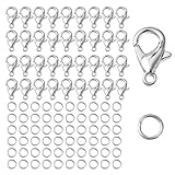 HappyHome カニカン 金具 12mm 50個 丸カン 150個 セット アクセサリー金具 ブレスレット ネックレス キーホルダー 留め具 DIY アクセサリークラフト (シルバー)