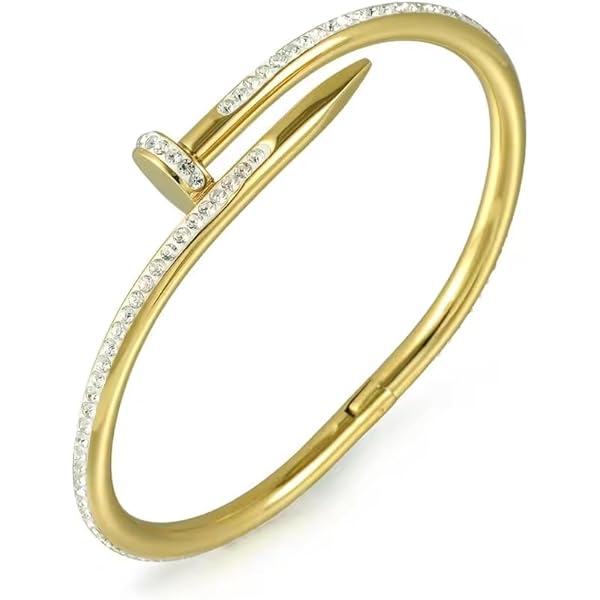 釘 ブレスレット 18K ゴールド ジルコニア リング付き nail ジュスト 釘 ブレスレット 18K ゴールド ジルコニア リング付き nail
