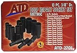 ATD Tools ATD-2701 13 Pc. 6-Point Metric Deep Impact Socket Set