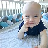 Rart ベビーベッド バンパーを編組,枕クッション睡眠バンパー 無衝突赤ちゃん編組枕 まぐさ桶の寝具ソフト三つ編みクッション安全プロテクター -C 200cm(79inch)