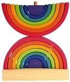 Grimm's Double Rainbow Stacking Tower - Large Wooden Waldorf Stacker [並行輸入品]
