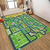 ラグ キッズマット プレイマット 道路 交通 地図 線路 プラレール トミカ 車柄 洗える 滑り止め付き 防音 防カビ 優しい肌触り 早期教育 知育 おもちゃマット 保育園 幼稚園 部屋飾り カーペット 面白い ゲームマップ 寝室 床暖房対応 おしゃれ デザイン (120*160CM,A)