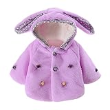 Tortor 1bacha(JP) ベビー服 女の子 コート うさぎの耳 ふわふわ ポンポン付き 赤ちゃん服 ガールズ ストール フード付き 子供服 厚手 防寒 秋冬 通園 結婚式 パーティー 出産祝