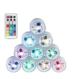 LED潜水ライト リモコン操作 SunSaver 水中LEDライト キャンドルライト 防水RGB 魚タンクライト マルチカラー 10個入り 電池式 金魚鉢飾り 室内電飾 パーディー飾り付け ローソクラ