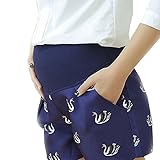 Spinas(スピナス) マタニティ　ショートパンツ キュロット 夏　ハーフパンツ ボトム 腹巻　M　L　XL　全３色（マルチ　ネイビー　ブラック） (L, ネイビー)