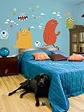 Oopsy Daisy Monster Mayhem Peel and Place, Red/Orange, 54" x 60" [並行輸入品]