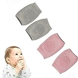 Sincerestore 2足セット 赤ちゃん 膝当て ひざあて ニーパッド 通気性抜群 二ーパッド 擦りむき防止 衝撃緩和 歩行勉強 コーマ綿 滑べり止め 吸汗速乾 (2足セット, ピンク+グレー)
