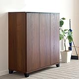 タンスのゲン 下駄箱 シューズボックス 幅75 ピタゴラス 国産 完成品 ウォールナット 24900001 WN