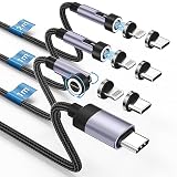 マグネット 充電ケーブル 60W type-C 3A 急速充電【3本組/1Mx2+2Mx1】PD USB Cケーブル 540度回転 磁石 防塵 ライト二グコネクタ3個+タイプCコネクタ3個 iPhone iPad Macbook Android USB-C 全機種対応 - PNM-MG60WBK
