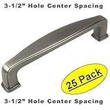 Cosmas ® 4390 asアンティークシルバーモダンキャビネットハードウェアハンドルプル – 3 – 1 / 2 "インチ( 89 mm )穴中心 – 25パック