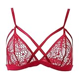 UTOVME ブラジャーセクシー　レディースウェア　ノンワイヤー　透け感 レッド　M