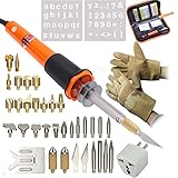 40個 ウッドバーニングセット 焼き絵セット 木彫りキット 木製クラフトツール DIY作業工具 彫刻 型押し 美術工芸品 趣味 日本語 日本専用変換プラグ付き