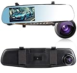 2016 New Tachograph HD 4.3" LCD Dual Lens Video Dash Cam Recorder Car Camera DVR 3 In 1 Rearview Mir
