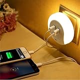 LED Night Light with Dusk to DawnセンサーとデュアルUSBウォールプレート充電器 LE