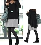 (ディーコッテ) D'Kotte レディース ワンピース チュニック Aライン フレア 重ね着 長袖 ゆったり マタニティー 産前 産後 部屋着 フォーマル お出かけ 140819-9(ブラック-m)