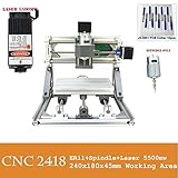 Mini Diy CNC2418 engraving machine with 5500 mw Laser core GRBL control software with 3 Axis pcb pvb
