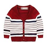 Tortor 1bacha(JP)　子供　ニットカーディガン/セーター　キッズ　ニット編み　vネック　ベビー服　セーター　男の子　長袖　秋冬　ストライプ　ボーイズ　可愛い　体温調節　 綿95％　90　