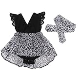 PER 姉妹ドレス　キッズ　子供服　ワンピース　ヘッドバンド付き　ヒョウ柄　レース付き　可愛い　綿　夏服 (100cm, 妹)