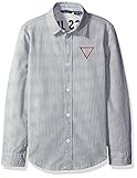 GUESS Big Boys' Long Sleeve Buttoned Collared Shirt Sky Blue/White Stripe 12 [並行輸入品]