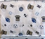 Authentic Kids 3 Piece Twin Sheet Set Sports Gray Shirts, Balls, Numbers on White [並行輸入品]