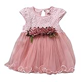 ベビーガールズ　プリンセス　ドレス　赤ちゃん　女の子　無袖　パーティー　結婚式　ワンピース　 (12-18m, ピンク)