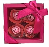 【freenation】大切な人へ 花 （ ソープフラワー ） と メッセージカード の セット （レッド 花びら ４個）