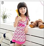 女の子 水着 ワンピース 花柄 子供水着 女児 ガールズ ミズギ スイミング スクール水着 スイミングウェア UVカット 4色 ワンピース＋パンツ＋キャップ 三点セット アニメ専線 (Sサイズ, B)