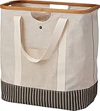 パール金属 ランドリー バッグ トート M ナチュラル ストライプブラウン Uroki N-8201