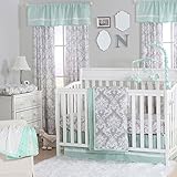Grey Damask and Mint Green 4 Piece Baby Crib Bedding Set by The Peanut Shell by The Peanut Shell