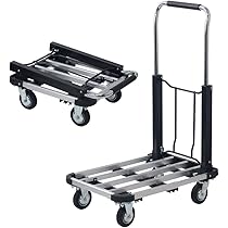 【未組み立て新品】TEPROBO 折りたたみ式台車　46×72cm ネセクト]折りたたみ式台車 ストッパー付き静音車輪 耐荷重150kg