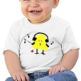 面白い 子供 アニメーション 音楽が大好き黄色の鳥 半袖シャツ 100%棉 White Size 6 M