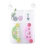 Domybest おもちゃ収納袋 　お風呂収納袋　ホワイト メッシュバッグ 掛け式　キッズ 子供 おもちゃ入れ 収納ポケット 片付けネット　吸盤式 多用途 子供部屋　学習収納