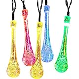 Solar Outdoor String Lights, iDOO 20ft 30 LED Frozen Raindrops Pattern Fairy Solar String Lights for
