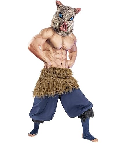 Amazon.co.jp: 鬼滅の刃 錆兎コスプレ衣装6点セット 狐面仮面付 お面付