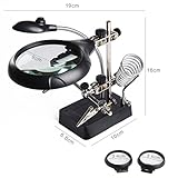 Max 25倍 拡大 ルーペスタンド　LEDルーペ半田スタンド 5LED ライト＆はんだごてホルダー & 分離型 拡大鏡 2種類 装備　２タイプ静電気防止ピンセット　基盤回路のはんだ溶接 模型・プラモ