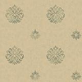 Warner BRL980816 Meadow Medallion Wallpaper, Green [並行輸入品]