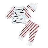 Tovadoo 子供服 ベビー服 男女共用 トップス+ズボン+ハット セットアップ 秋冬 長袖 動物柄 鯨柄 アート調 パジャマ 部屋着 保育園