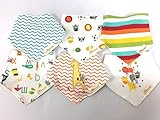 バンダナ 風 三角 スタイ スナップボタン 付 で便利 よだれかけ エプロン 出産祝い 6枚 セット (アニマル)