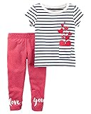 カーターズ Carter's 正規品 半袖Ｔシャツ＋水玉レギンスの2点セット☆ブルーボーダーハート☆ 6M(65-70cm)