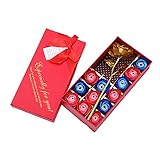 Wholehot　バラ 造花セット　12枚石鹸花+1枚金箔のバラ造花　ギフトボックス付　ソープフラワー バラ　枯れない花　永遠の花　バレンタインデー/母の日/結婚祝い/誕生日/出産祝いなど祝いの贈り物
