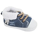 赤ちゃん・ベビー用 ボーイズ こいぬ Woof Woof ファークファー裏地つき レースアップ ベビースニーカー 赤ちゃん靴 男の子 (12-18ヶ月) (デニム/サンド)