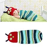 Domybest ベビー服 着ぐるみ コスチューム 服 写真道具 ニット 0-4ヶ月 キャタピラーの形 男の子 女の子 かわいい 柔らかく快適 出産祝い 百日記念 ギフト 誕生日