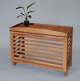 エアコン室外機カバー匠・よこ格子（色：チーク） ヒバ材・木製【大型対応】