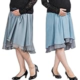 Sweet Mommy マタニティ スカート リバーシブル ボトム テールカット 起毛ツイル×シフォン 大きいサイズ 妊娠時は前後逆でもかわいい レイヤード 透け感 オフィス フォーマル お宮参り 春