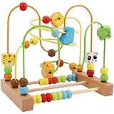 ビーズ玩具 ビーズコースター ルーピング 知育玩具 つながるビーズ ビーズおもちゃ 赤ちゃんおもちゃ 積み木 早期右脳開発 算数 動物 木製 知育玩具 多機能 キッズ カラフル プレゼント (G)