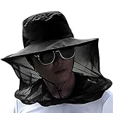Bleaf ガーデニング・農作業・アウトドアに♪虫よけネット付き日よけ帽子夜釣り 害虫駆除 蜂 駆除 ぶよ 蚊 対策 虫よけ 養蜂 草刈り ガーデニング (ブラック)