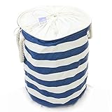 Org Storeコットン生地折りたたみ式ランドリーバスケットDirty Clothes Hamper |完璧な子供の保育園、ベッドルーム&バスルーム|ブルー&ホワイトストライプ