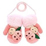 1ペア子供用'冬グローブニットミトンスリング( 1 – 3 Years ) Beetleピンク
